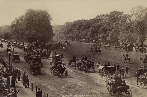 Black and white photo of Rotten Row, by James Valentine c.1894