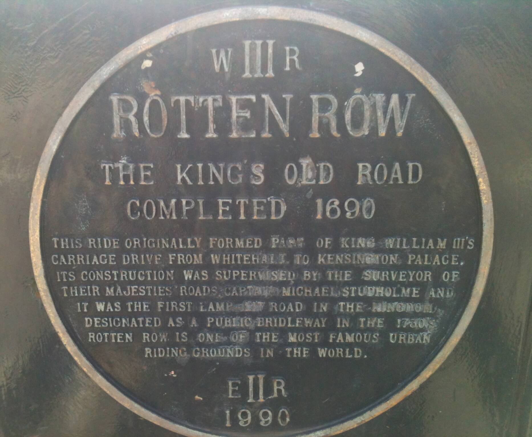 Rotten Row memorial plaque