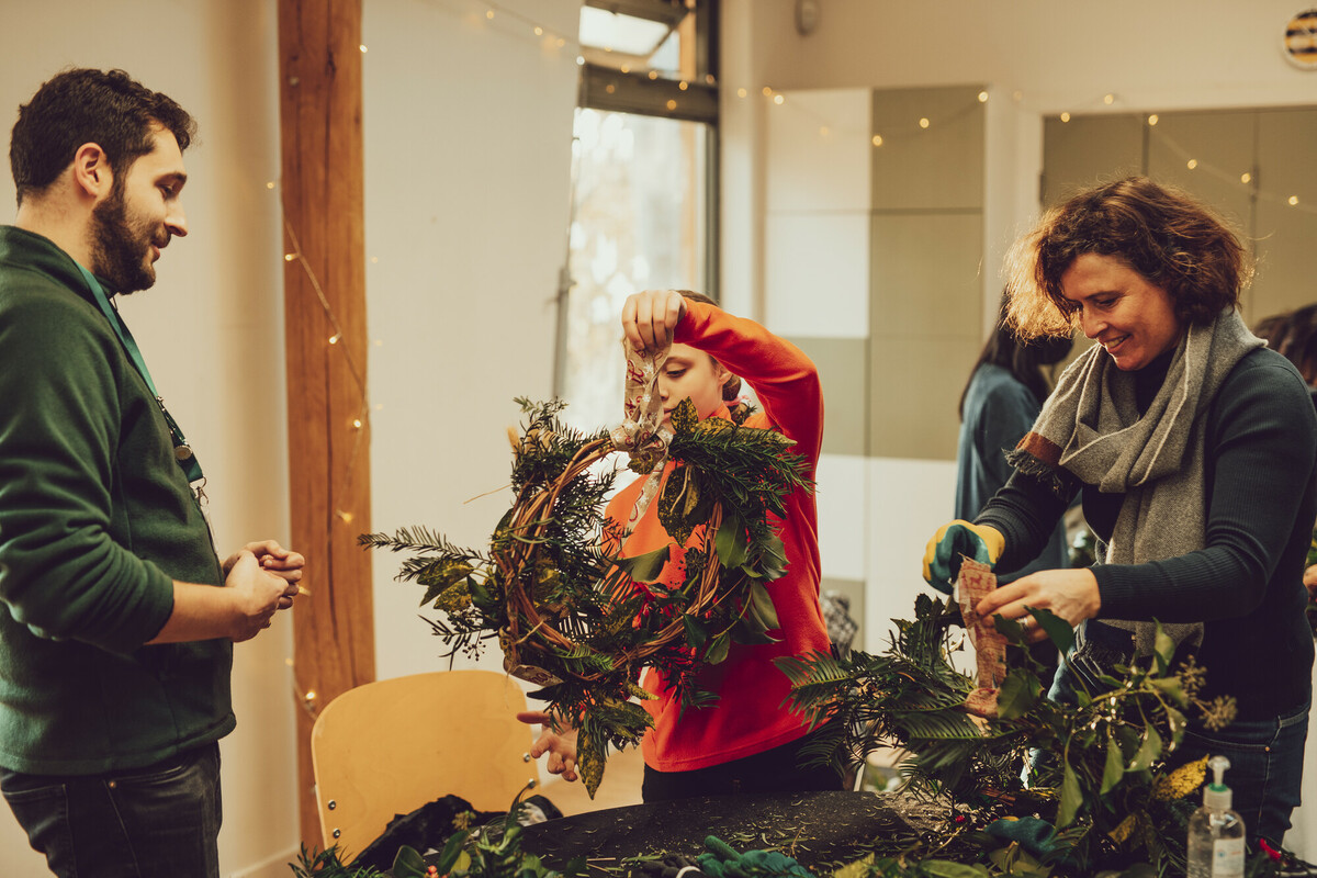 Christmas wreath making in Hyde Park