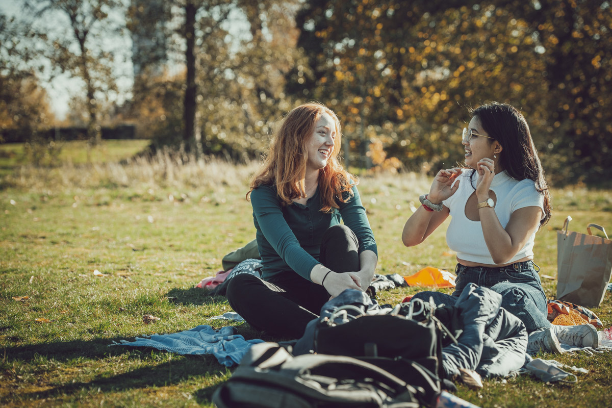 Women relaxing in the sunshine