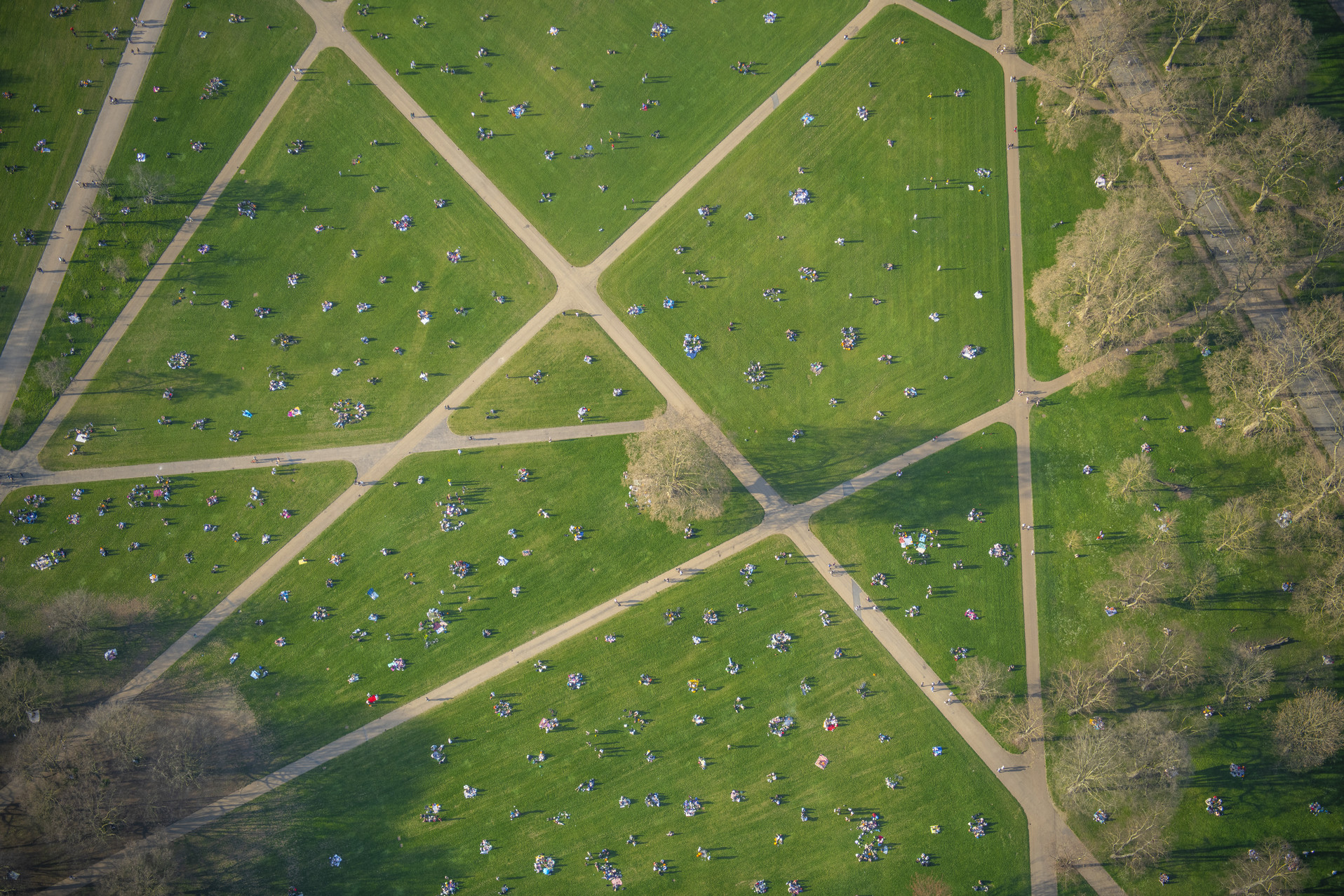 Aerial photo of paths crossing the Parade Ground