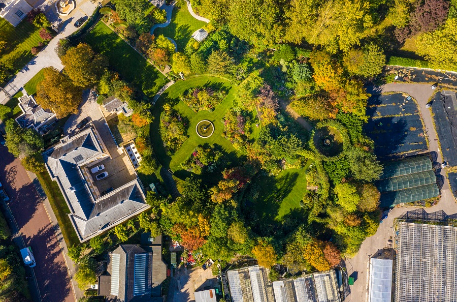 Aerial view of St. John's Lodge Garden