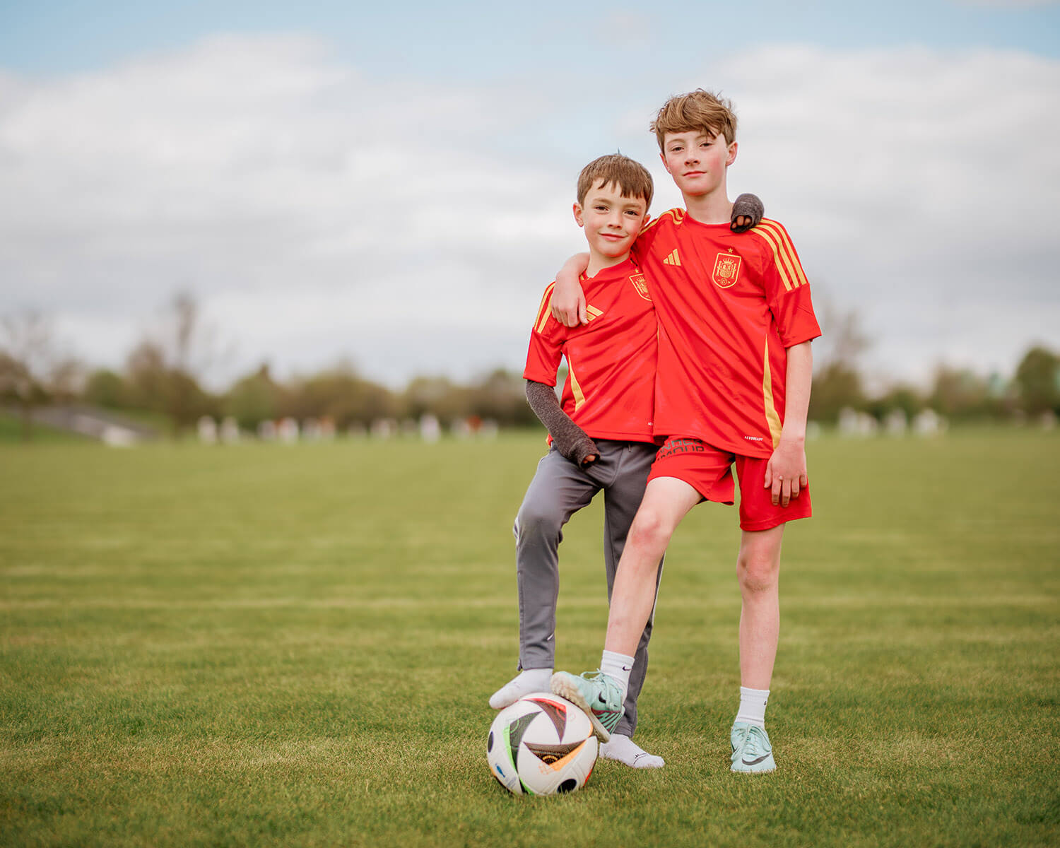 Two boys with a football