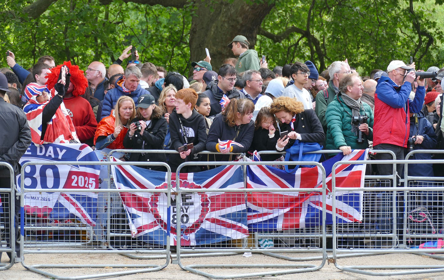 Enthusiastic crowds line the VE Day 80 parade route