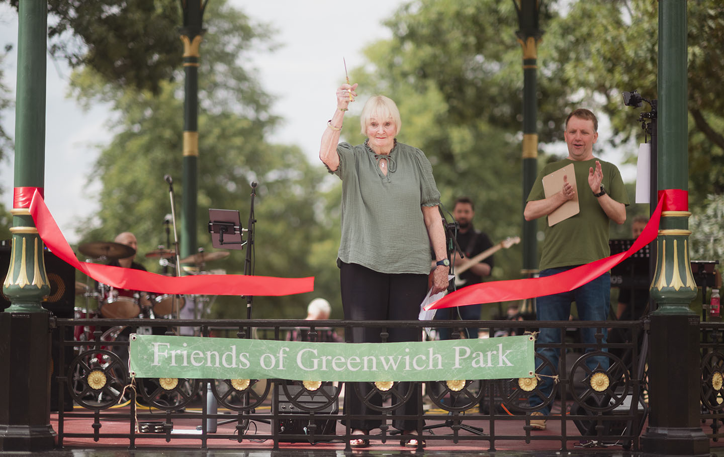 Cutting the ribbon on the newly-restored bandstand