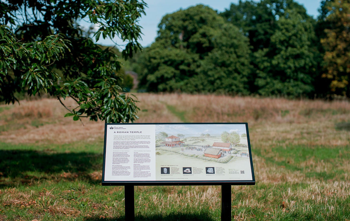 Signage marking the Roman Temple