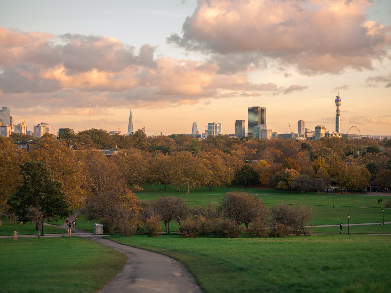 Primrose Hill view with autumn colour, The Regent's Park