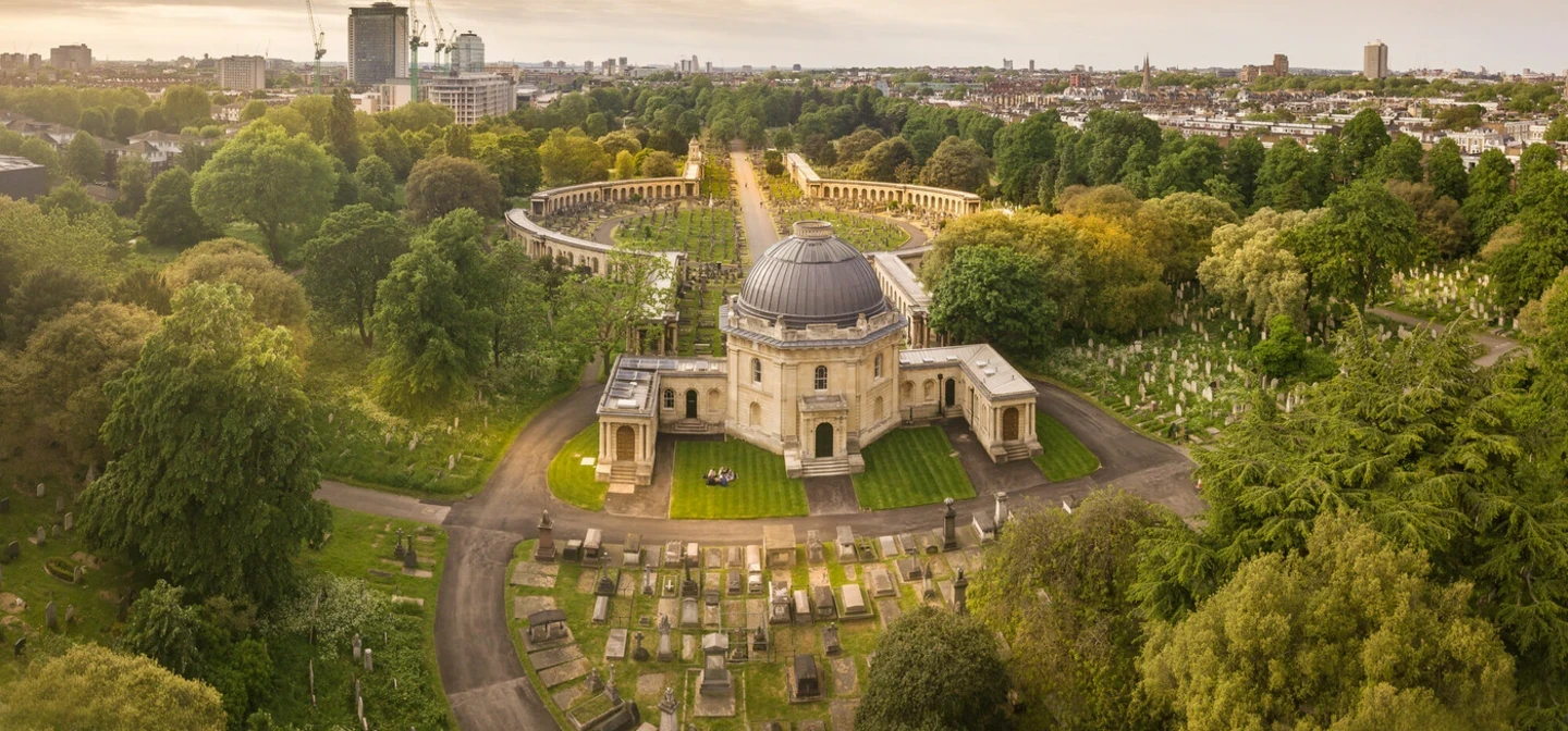 Brompton Cemetery aerial shot