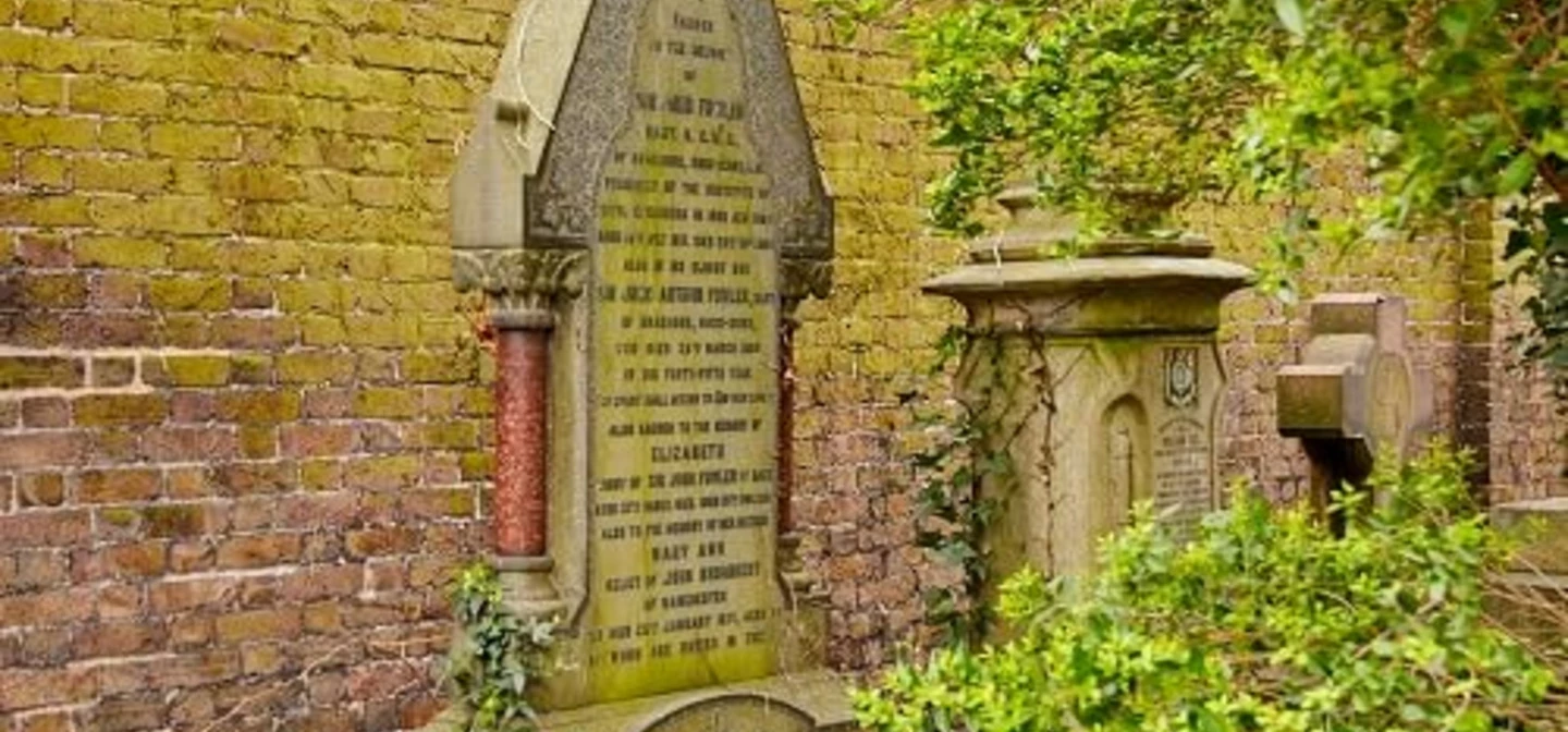 Fowler’s memorial near the cemetery’s south gate.