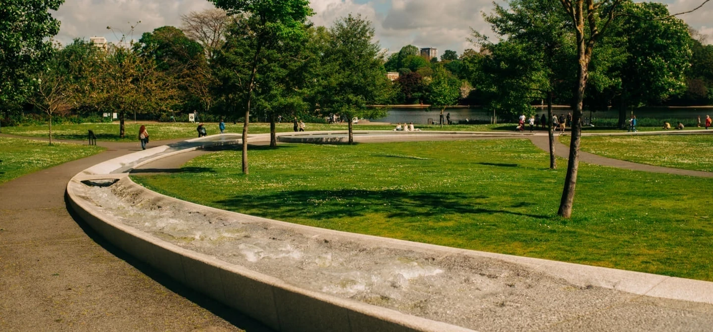 Diana Memorial Fountain in spring