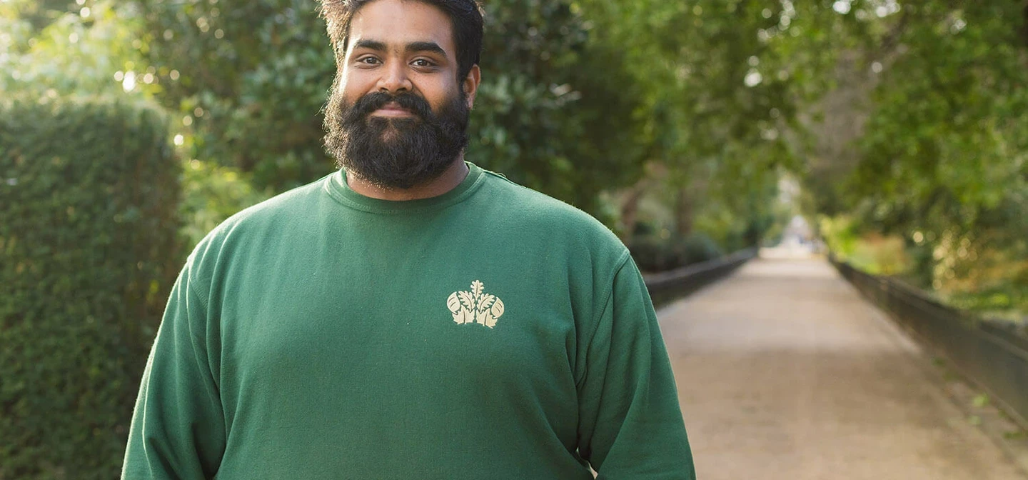 Portrait of Jay Rathod, apprentice at The Royal Parks