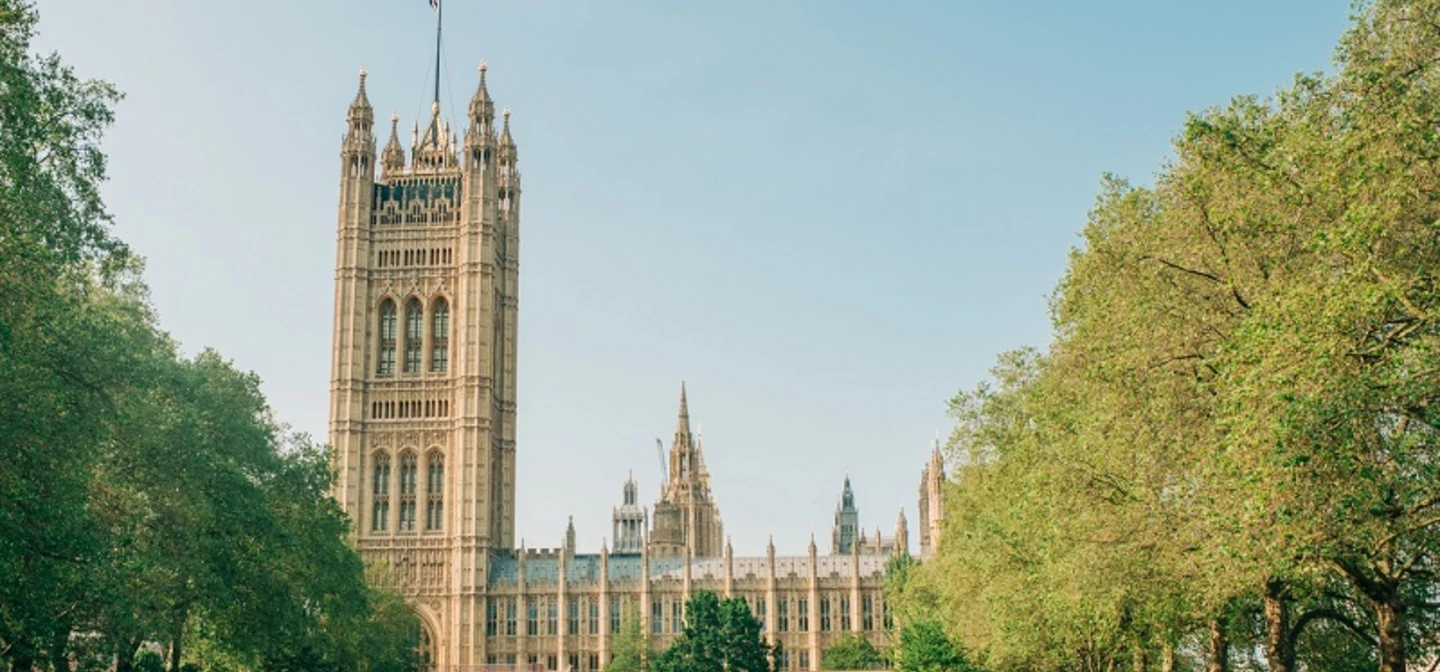 View of palace of Westminster from Victoria Tower Gardens