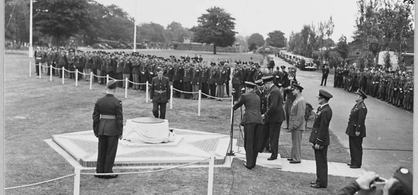 Ceremony for the installation of the USAAF commemorative tablet, 1945