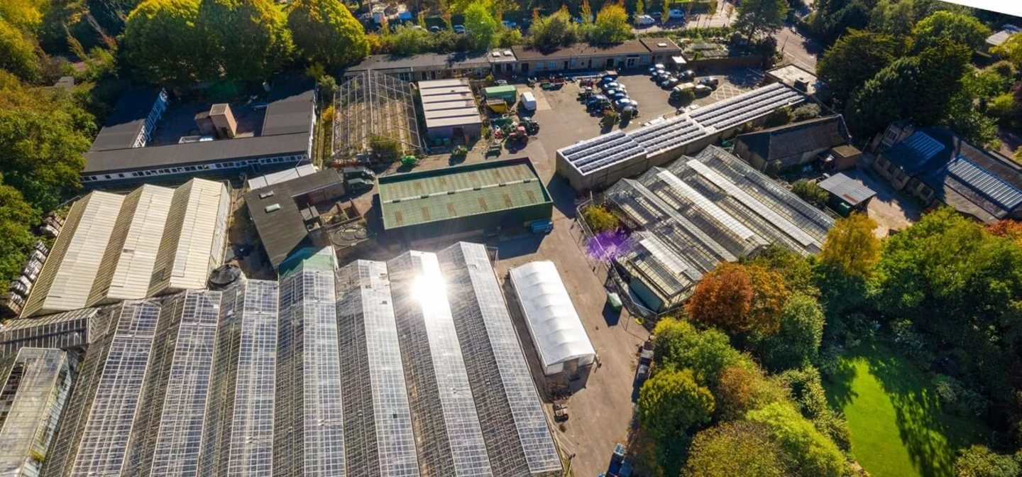 Aerial view of the redundant nursery buildings in The Regent's Park