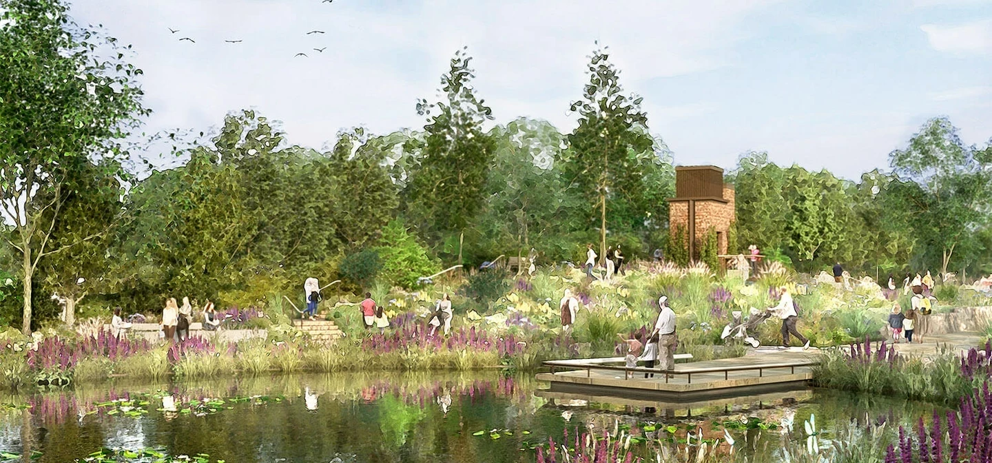 Concept art showing the new pond
