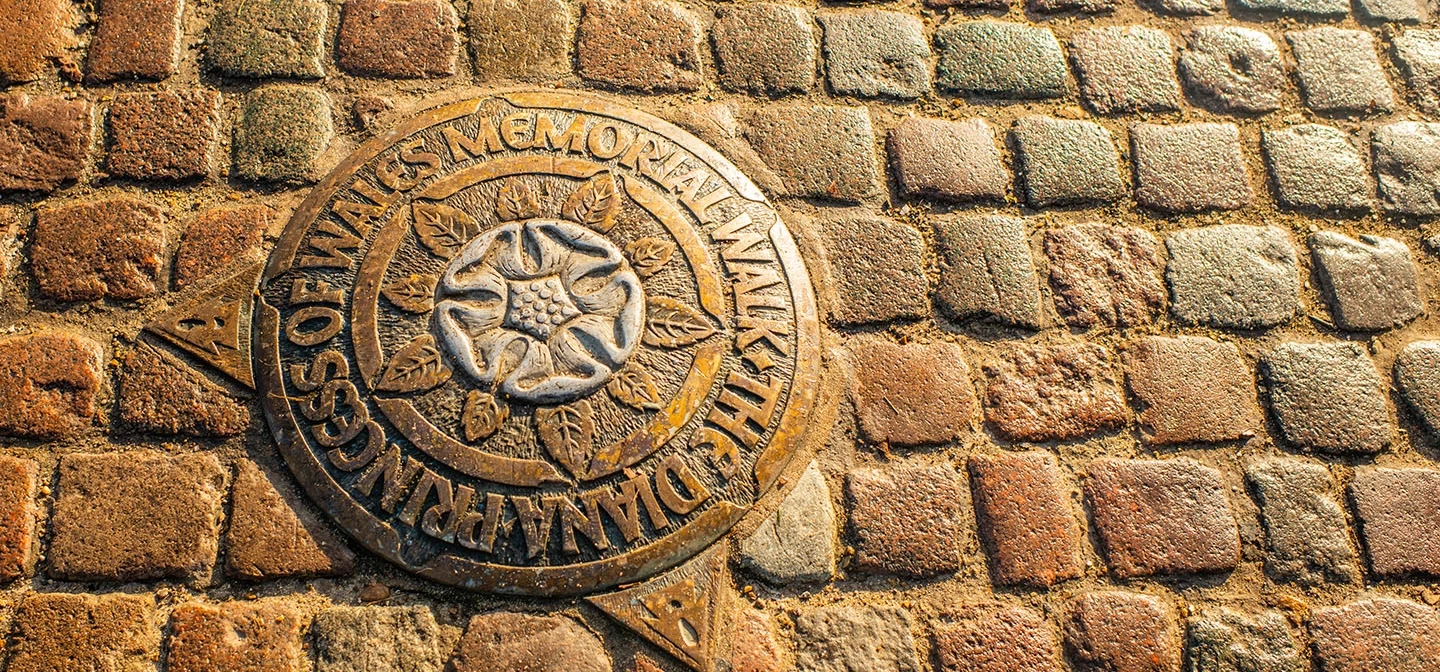 A Diana, Princess of Wales Memorial Walk marker