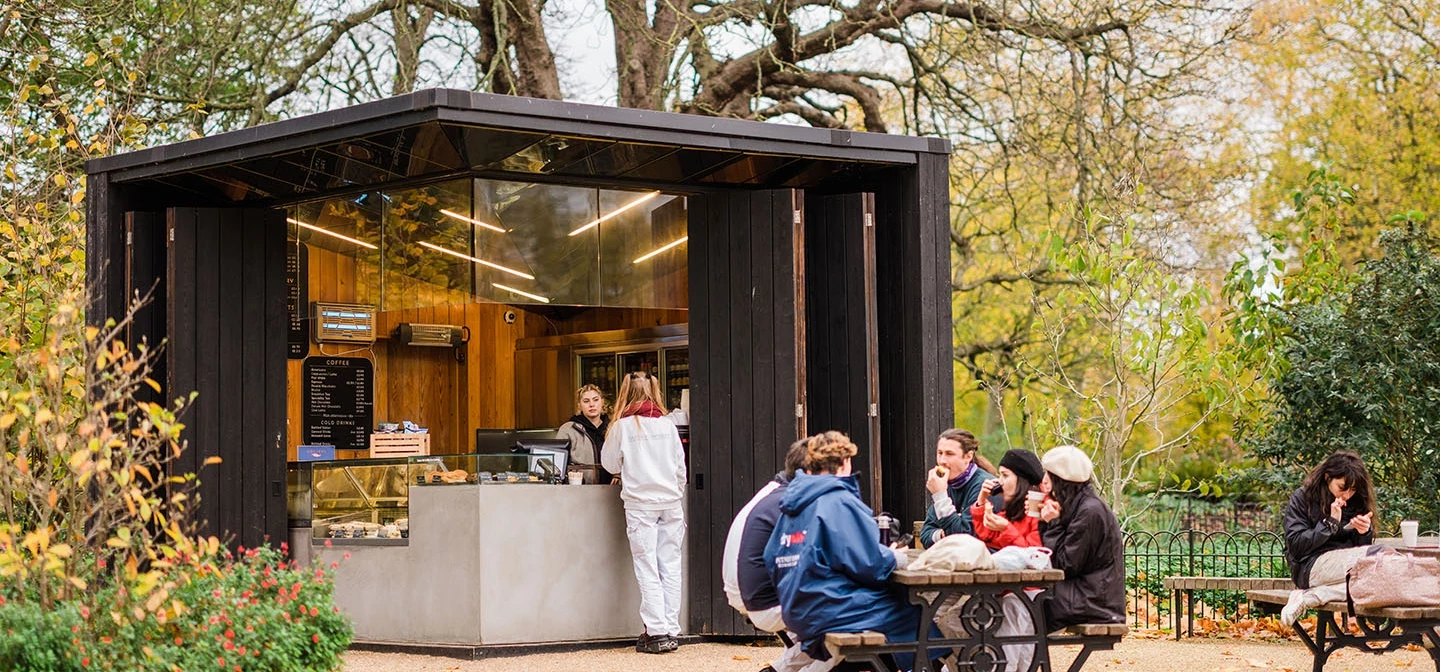 The Albert Memorial kiosk, with customers