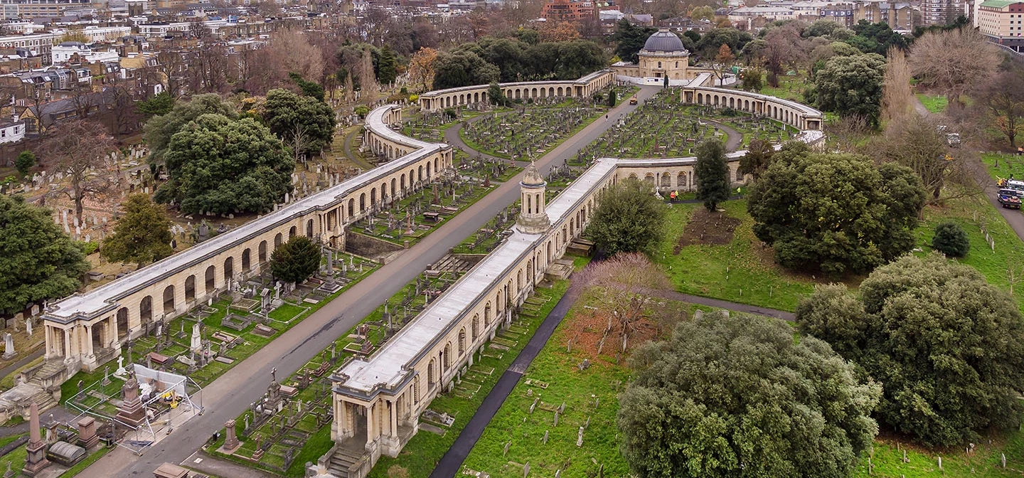Aerial view of Central Avenue from above North Lodge