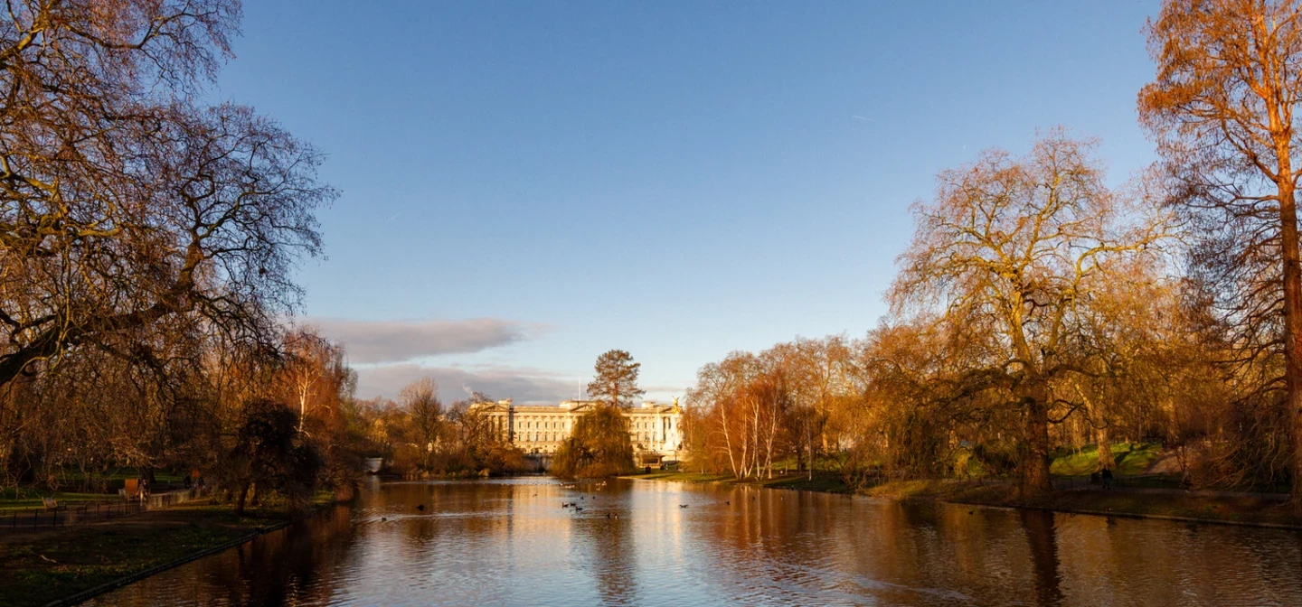 Buckingham Palace over St. James's Lake
