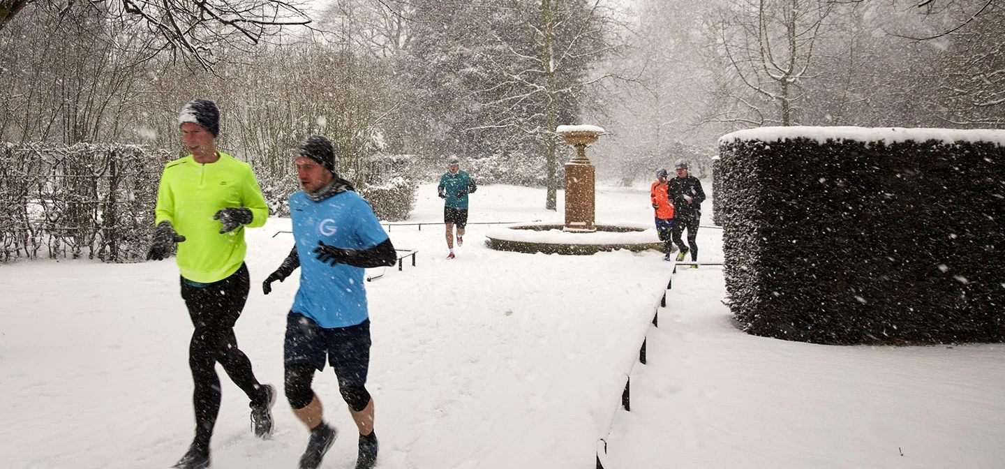 Runners in the snow
