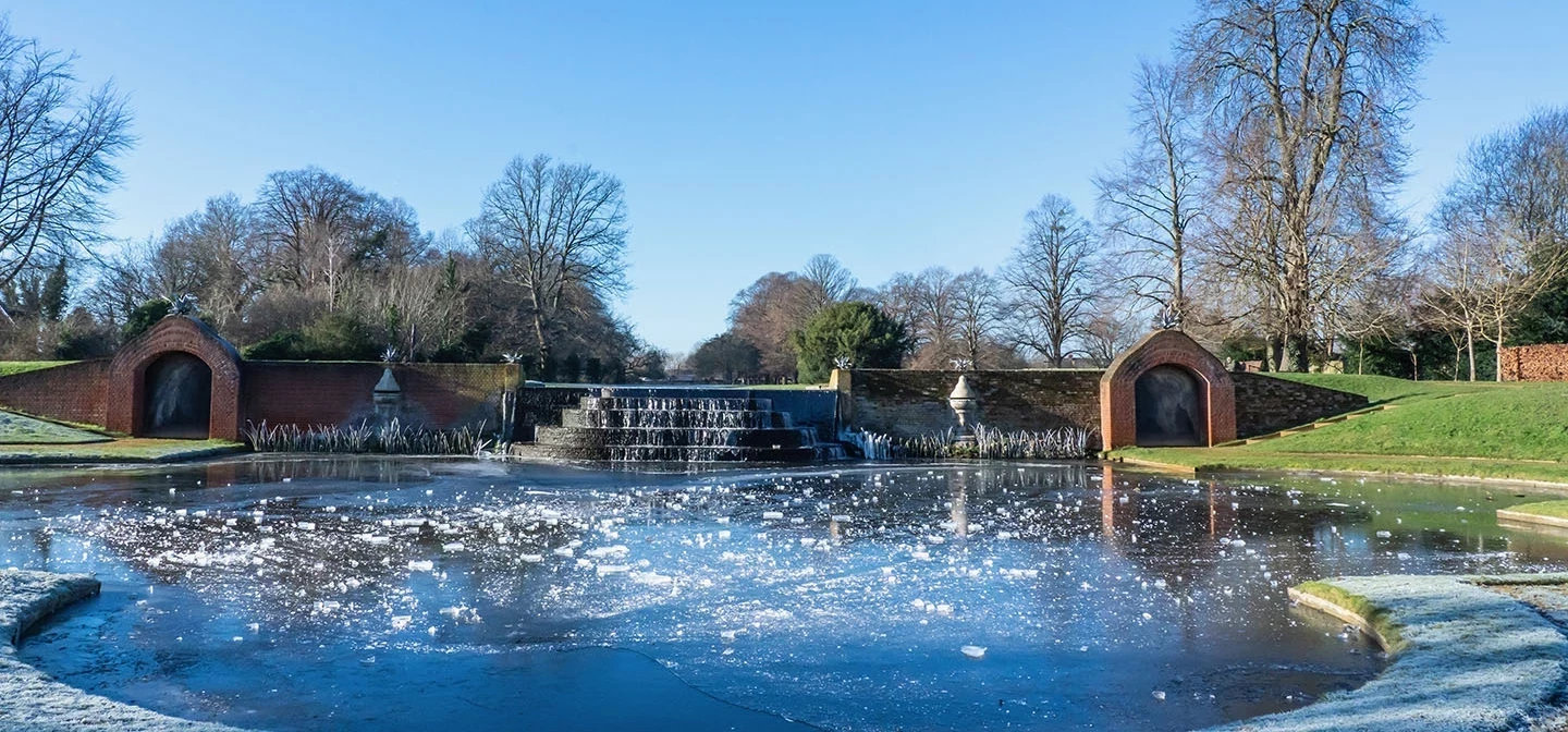 Upper Lodge Water Garden in winter