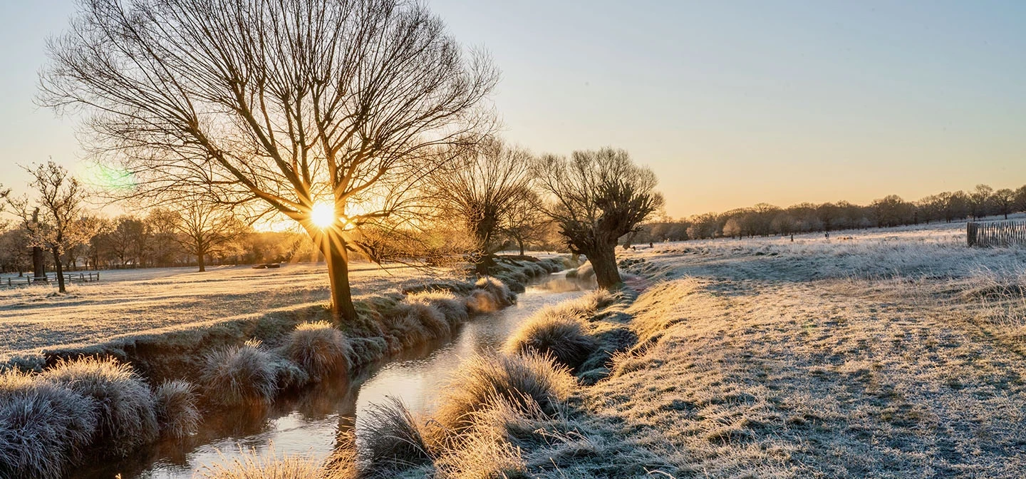 Frosty sunrise over the river