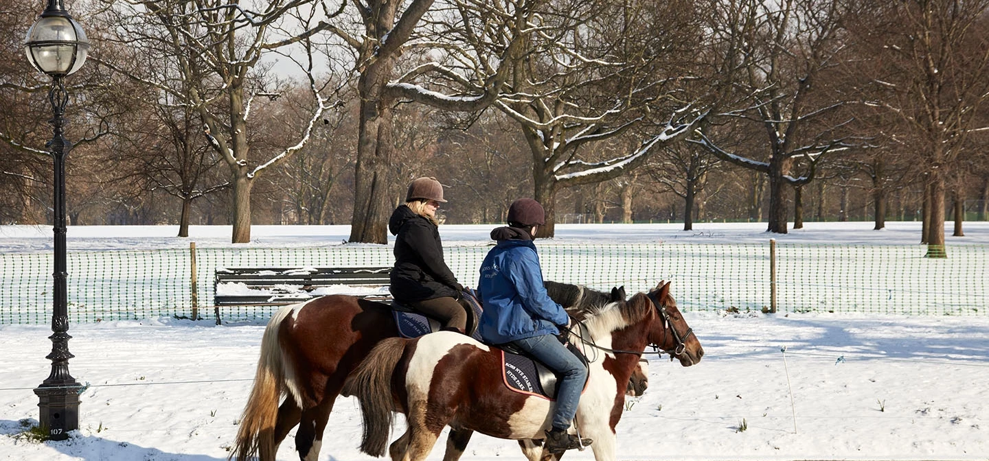 Horse riders in the snow