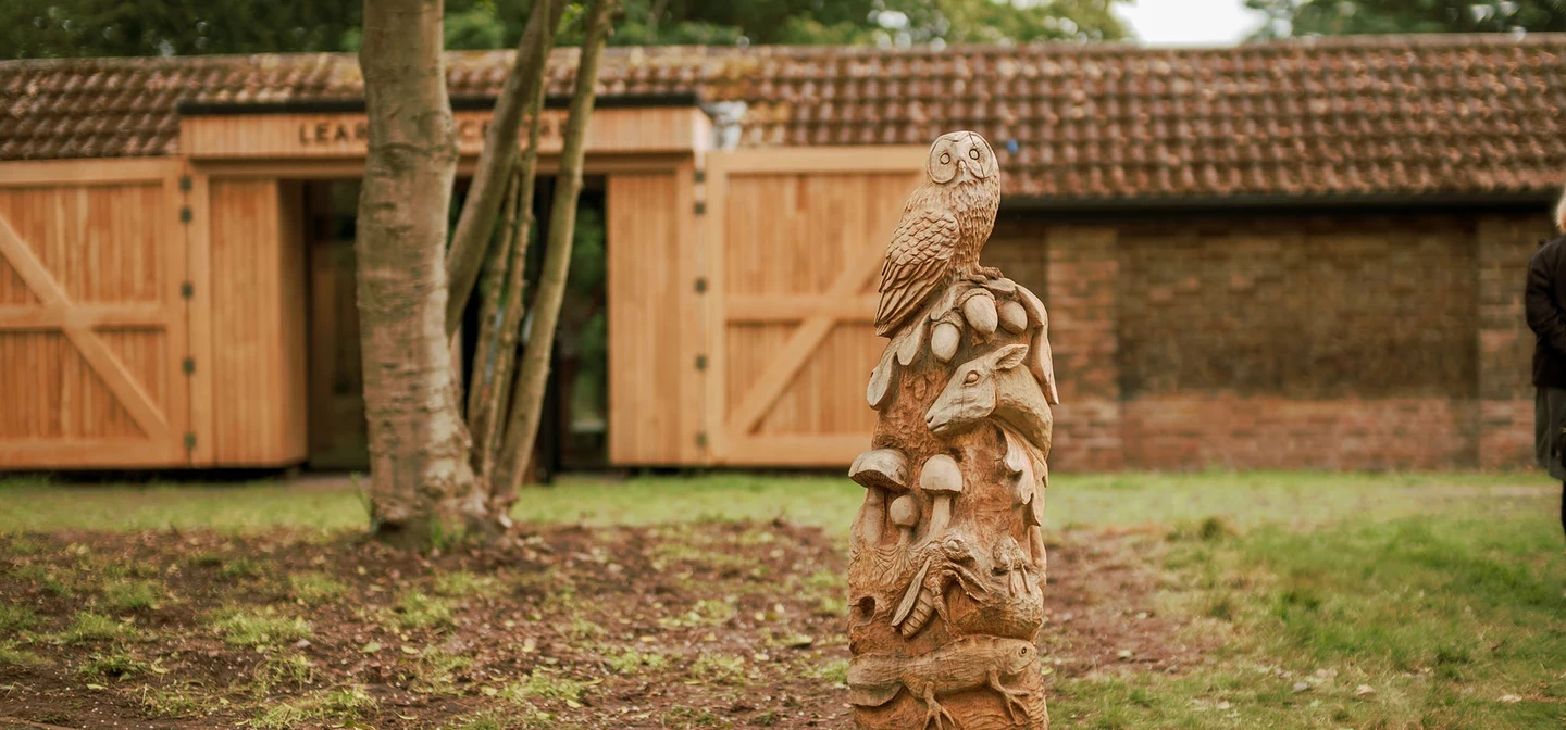 Ornamental carving in front of the Greenwich Park Learning Centre