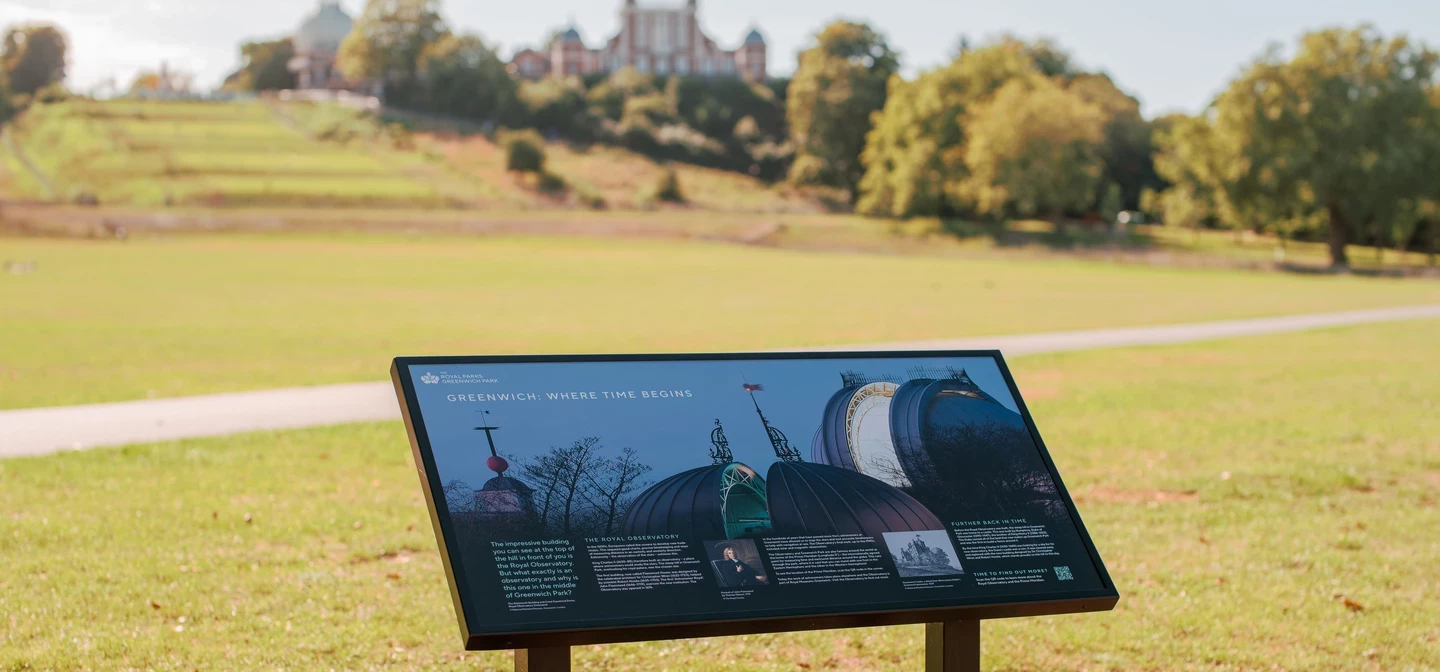 New interpretation board in front of the Royal Observatory