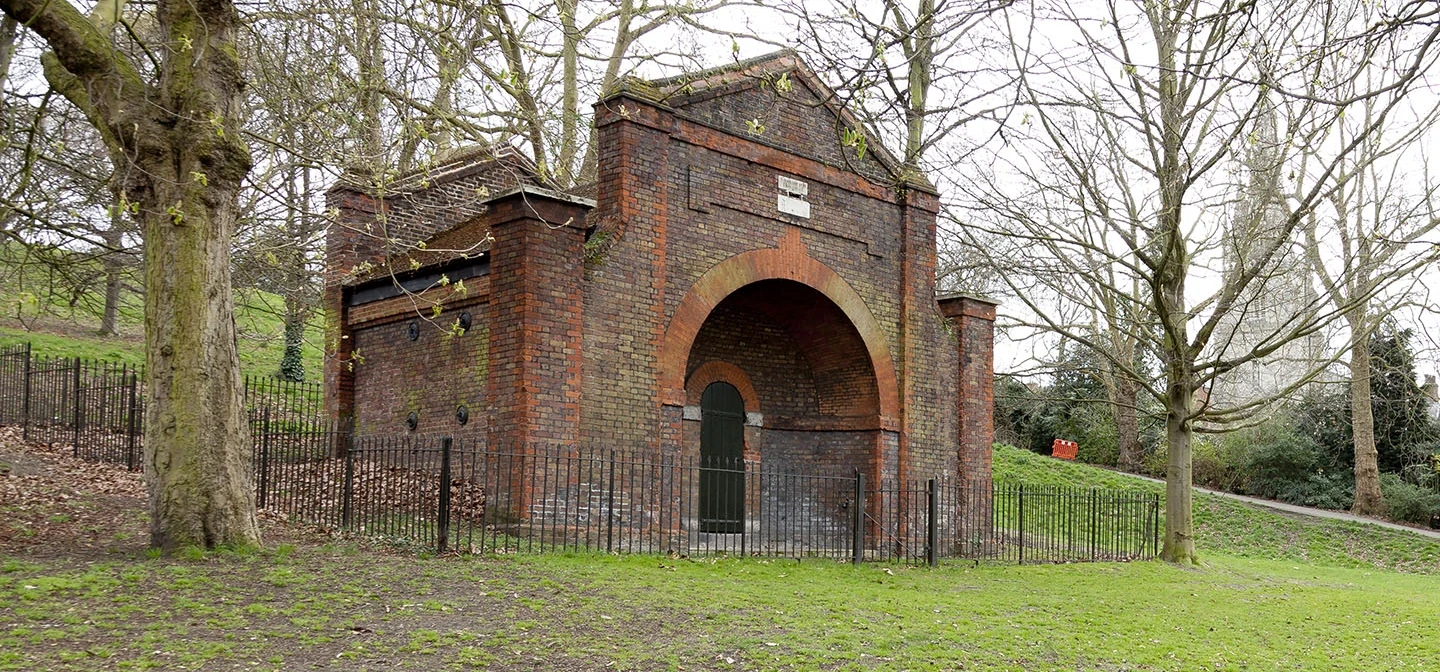 The Conduit House on a gentle hillside in winter