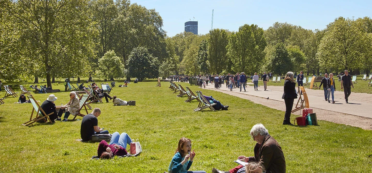 People relaxing in the sunshine