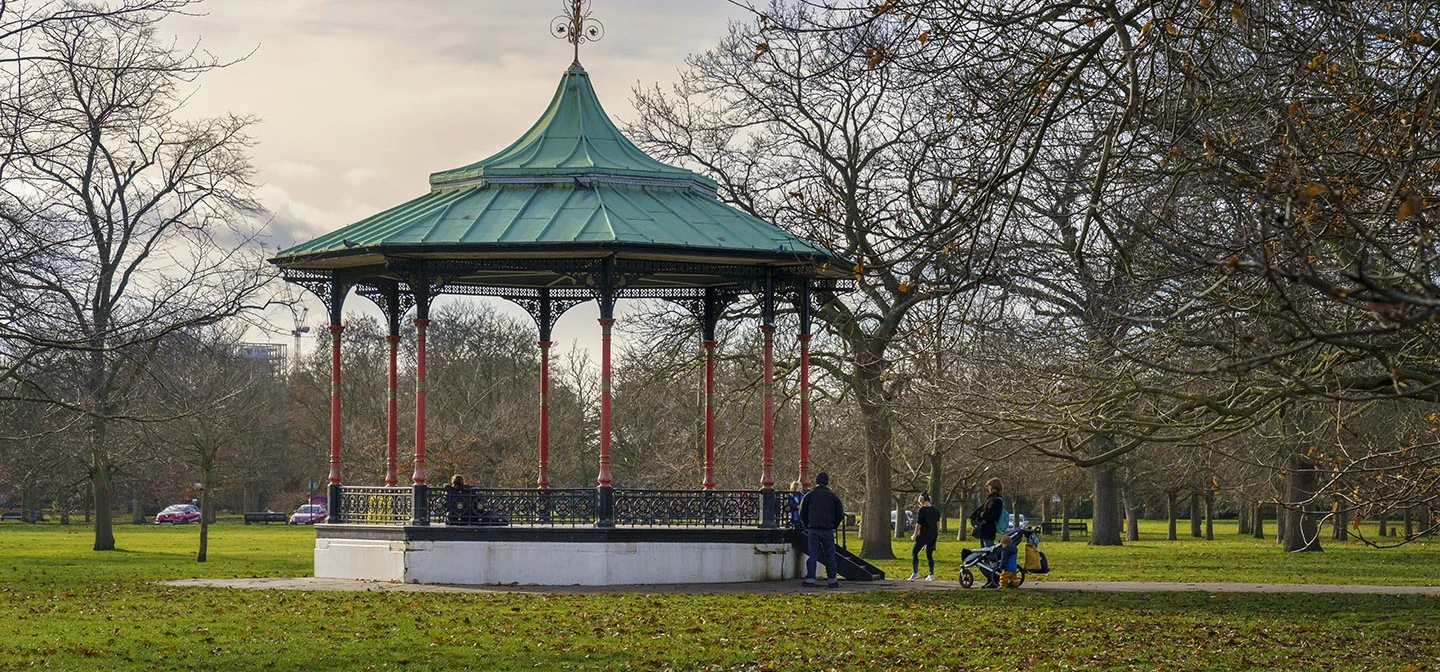 The Greenwich Park bandstand in winter