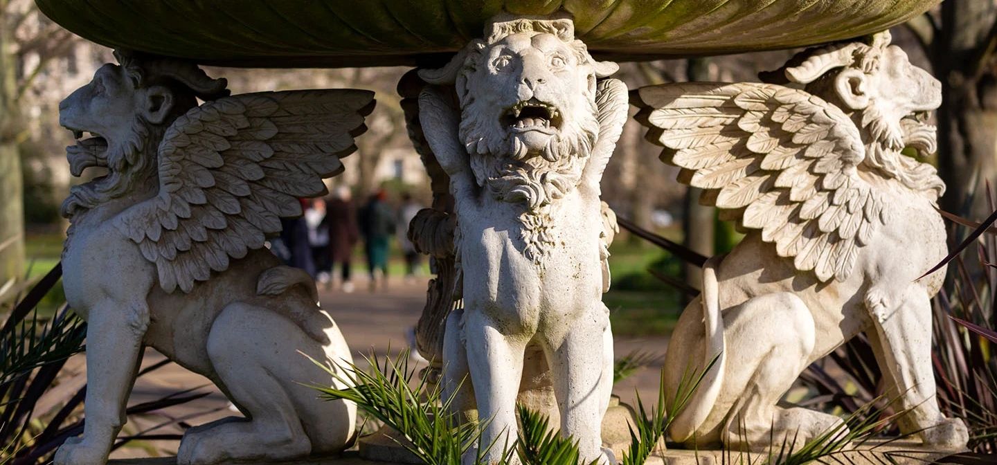 Close-up of the winged lion tazza