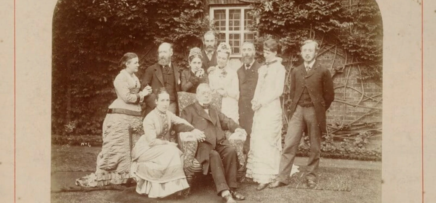 Black and white photograph of the Airy family, 1882
