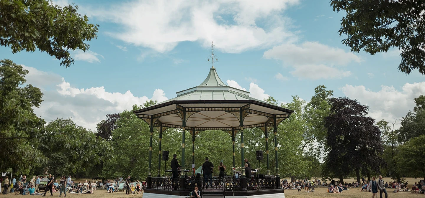 Greenwich Park bandstand on a sunny day