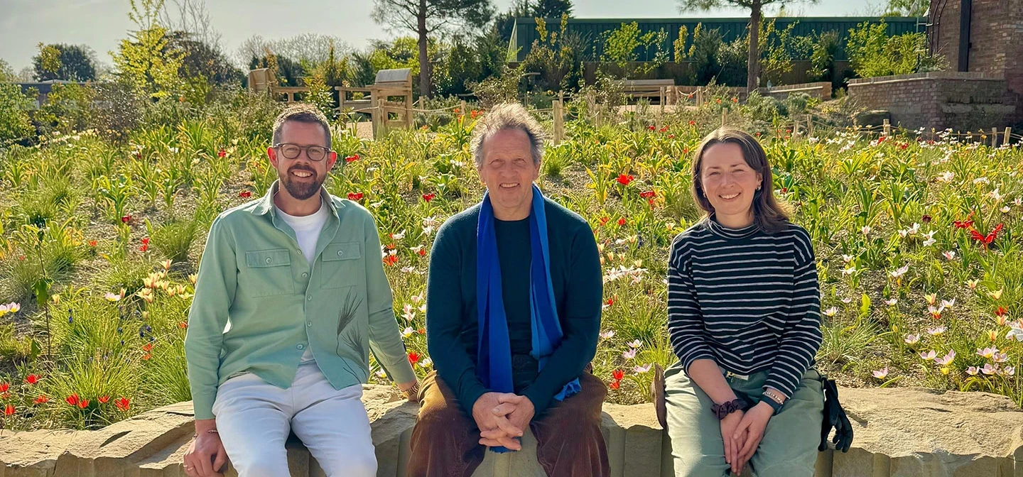 Matt Pottage, Monty Don and Fiona Packe in the Queen Elizabeth II Garden
