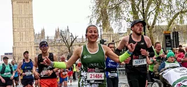 Inge Jones running in the 2023 London Marathon
