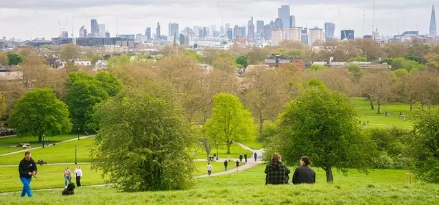 Spring view of London skyline from Primrose Hill