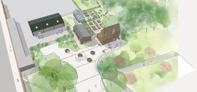 An artist impression of an aerial view of the new Vanbrugh Yard area