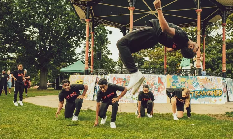 Hip hop street dancers in Greenwich Park