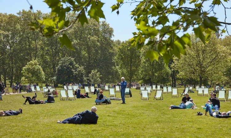 Visitors enjoying the sunshine at The Green Park