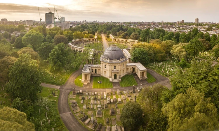 Brompton Cemetery aerial shot