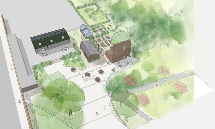 An artist impression of an aerial view of the new Vanbrugh Yard area