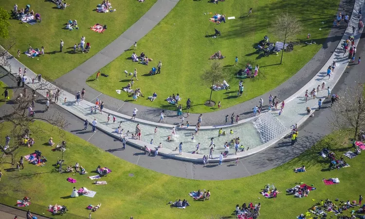 Aerial photo of the Diana Memorial Fountain, Hyde Park