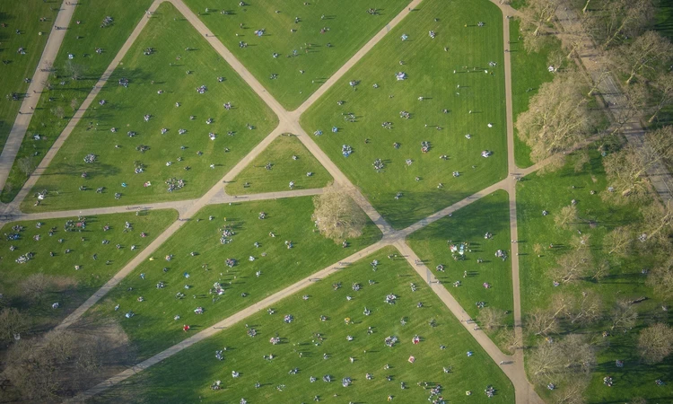 Aerial photo of paths crossing the Parade Ground