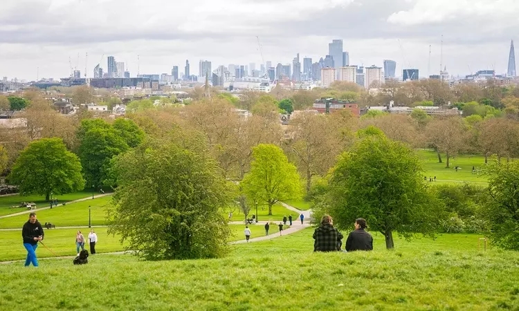 Spring view of London skyline from Primrose Hill