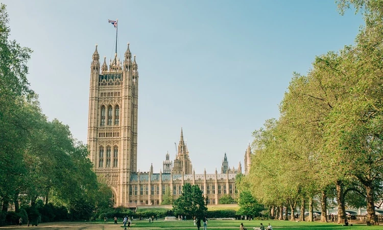 View of palace of Westminster from Victoria Tower Gardens