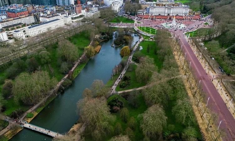 Drone photograph of St James's Park 