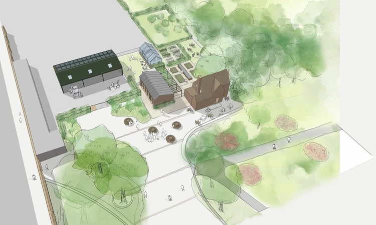 An artist impression of an aerial view of the new Vanbrugh Yard area