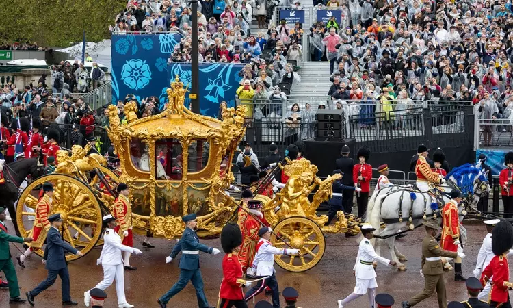 King Charles III and Queen Camilla in the Gold State Coach